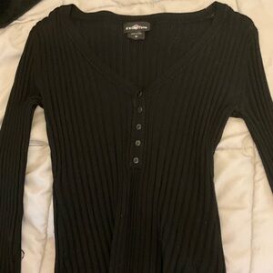 It's Our Time Black Ribbed Sweater